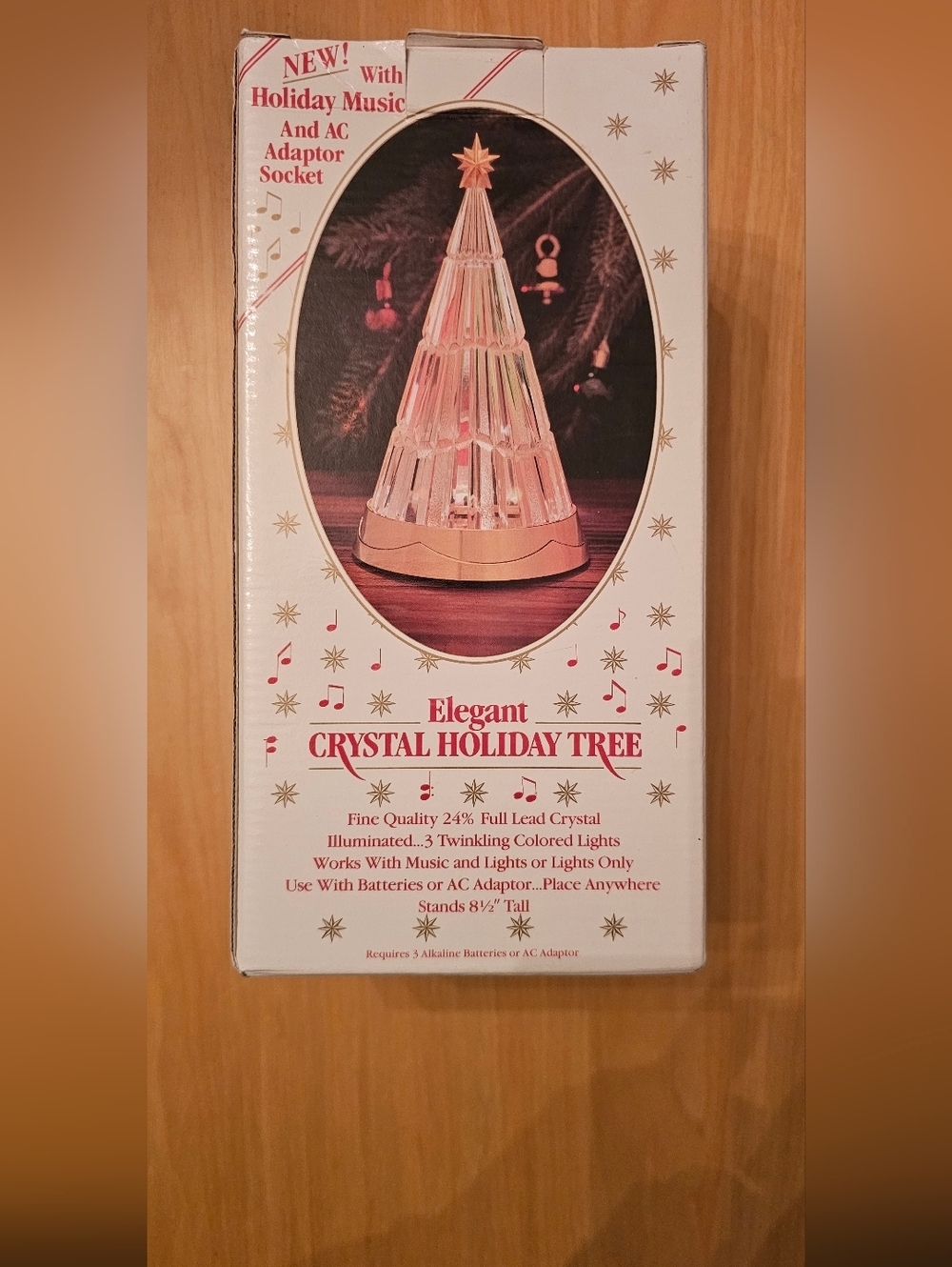 Vintage Elegant Crystal Holiday Tree 8.5" - 24% Lead Crystal Lights & Music Box